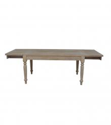 EXTENDABLE SOLID WOOD DINING TABLE W/ SELF-STORING EXTENSIONS