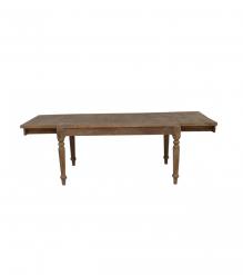 EXTENDABLE SOLID WOOD DINING TABLE W/ SELF-STORING EXTENSIONS