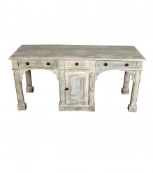 SOLID RECLAIMED WOOD COUNTER HEIGHT WORK + STUDY STATION