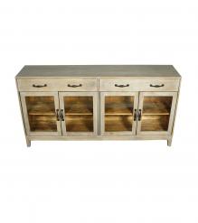 SOLID WOOD & GLASS SIDEBOARD CABINET