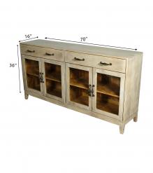 SOLID WOOD & GLASS SIDEBOARD CABINET