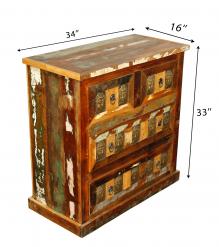 SOLID RECLAIMED TEAK W/ BRASS CASTING BUREAU CHEST