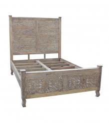 HAND CARVED WOODEN KING SIZE BED