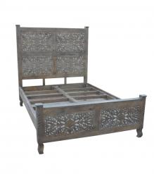 HAND CARVED WOODEN KING SIZE BED