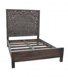 HAND CARVED WOODEN KING SIZE BED
