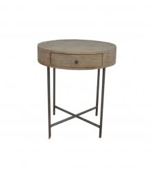 SOLID WOOD & IRON ROUND SIDE TABLE / OCCASIONAL TABLE
