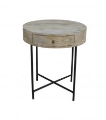 SOLID WOOD & IRON ROUND SIDE TABLE / OCCASIONAL TABLE