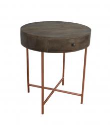 SOLID WOOD & IRON ROUND SIDE TABLE / OCCASIONAL TABLE