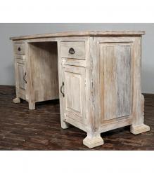 SOLID RECLAIMED TEAK WOOD DESK W/ 2 DRAWERS & 2 DOORS