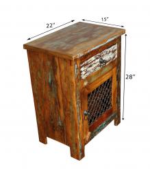 SOLID RECLAIMED TEAK WOOD END TABLE NIGHTSTAND