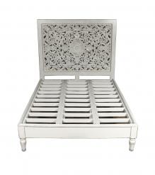 HAND CARVED SOLID WOOD QUEEN BED