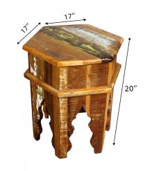 SOLID RECLAIMED TEAK WOOD END TABLE / NIGHTSTAND