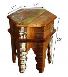 SOLID RECLAIMED TEAK WOOD END TABLE / NIGHTSTAND