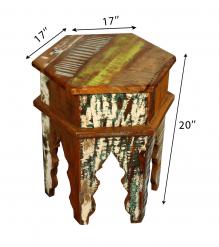 SOLID RECLAIMED TEAK WOOD END TABLE / NIGHTSTAND