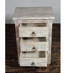SOLID RECLAIMED TEAK WOOD 3 DRAWER END TABLE /  BEDSIDE