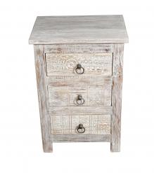 SOLID RECLAIMED TEAK WOOD 3 DRAWER END TABLE /  BEDSIDE