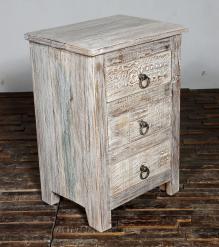 SOLID RECLAIMED TEAK WOOD 3 DRAWER END TABLE /  BEDSIDE