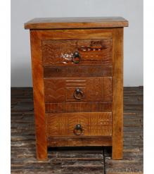SOLID RECLAIMED TEAK WOOD 3 DRAWER END TABLE /  BEDSIDE