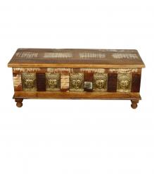 Brass Inlay Buddha Reclaimed Wood Trunk