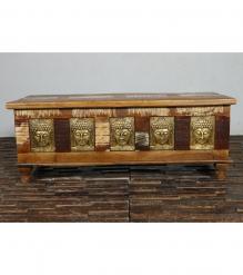 Brass Inlay Buddha Reclaimed Wood Trunk
