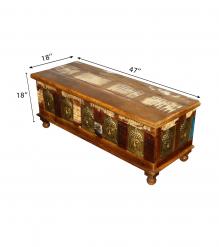 Brass Inlay Buddha Reclaimed Wood Trunk
