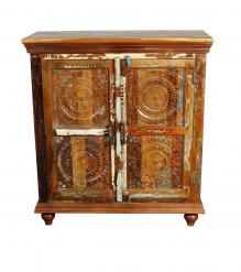 HAND CARVED SOLID RECLAIMED TEAK WOOD CABINET