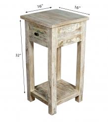 SOLID RECLAIMED TEAK WOOD END TABLE NIGHTSTAND