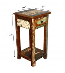 SOLID RECLAIMED TEAK WOOD END TABLE NIGHTSTAND