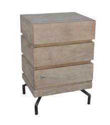 SOLID WOOD 3 DRAWER END TABLE / NIGHTSTAND