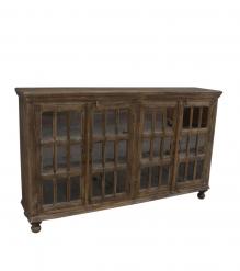 SOLID WOOD & RECTANGULAR GLASS SIDEBOARD