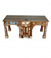 SOLID RECLAIMED TEAK WOOD COUNTER HEIGHT WORK + STUDY STATION