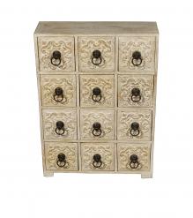 SOLID WOOD HAND CARVED 12 DRAWER CHEST