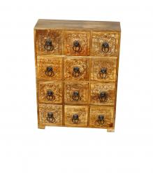 SOLID WOOD HAND CARVED 12 DRAWER CHEST