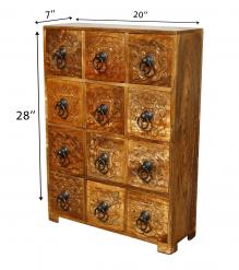 SOLID WOOD HAND CARVED 12 DRAWER CHEST