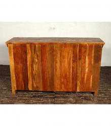SOLID RECLAIMED TEAK WOOD & GLASS SIDEBOARD CABINET W/ 3 DRAWERS & 3 DOORS