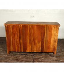 SOLID RECLAIMED TEAK WOOD & GLASS SIDEBOARD CABINET W/ 3 DRAWERS & 3 DOORS