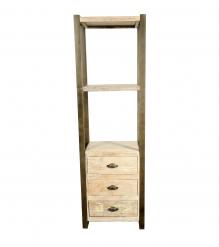 SOLID RECLAIMED TEAK 3 DRAWER BOOKCASE NIGHTSTAND SHELVING UNIT