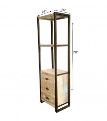 SOLID RECLAIMED TEAK 3 DRAWER BOOKCASE NIGHTSTAND SHELVING UNIT