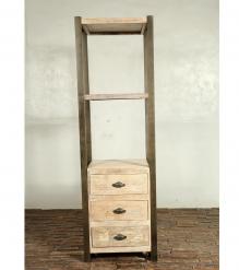 SOLID RECLAIMED TEAK 3 DRAWER BOOKCASE NIGHTSTAND SHELVING UNIT