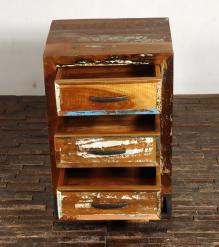 SOLID RECLAIMED TEAK WOOD 3 DRAWER END TABLE NIGHTSTAND