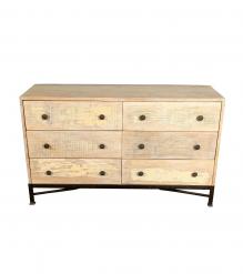 SOLID RECLAIMED TEAK WOOD 6 DRAWER BUREAU CHEST