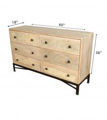 SOLID RECLAIMED TEAK WOOD 6 DRAWER BUREAU CHEST