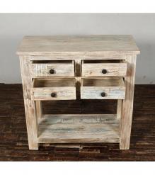SOLID RECLAIMED TEAK WOOD SIDEBOARD W/ SHELF & 4 DRAWERS