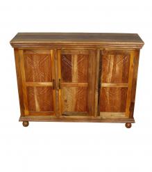 HAND CARVED SOLID RECLAIMED TEAK SIDEBOARD W/3 DOORS
