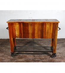 SOLID RECLAIMED TEAK WOOD SIDEBOARD ISLAND W/ 5 DRAWERS & CASTERS