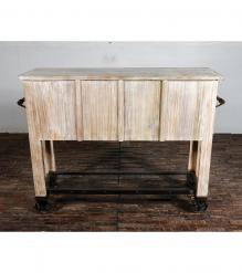 SOLID RECLAIMED TEAK WOOD SIDEBOARD ISLAND W/ 5 DRAWERS & CASTERS