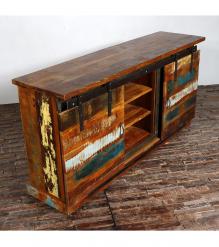 SOLID RECLAIMED TEAK WOOD SIDEBOARD W/ SLIDING DOORS