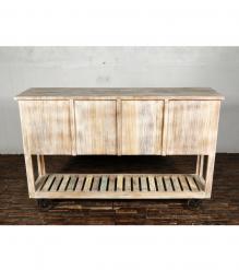 SOLID RECLAIMED TEAK WOOD SIDEBOARD W/  2 DRAWERS 2 DOORS & OPEN SHELF