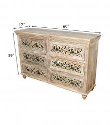 HAND CARVED SOLID RECLAIMED TEAK WOOD 6 DRAWER DRESSER CHEST BUREAU SIDEBOARD