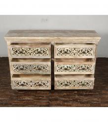HAND CARVED SOLID RECLAIMED TEAK WOOD 6 DRAWER DRESSER CHEST BUREAU SIDEBOARD